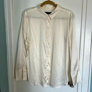 Women’s Satin Button down Shirt - BR Factory - Ivory size XL